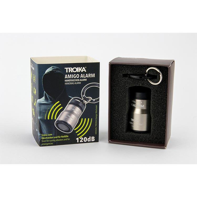 Troika Amigo Handbag Keyring Alarm - Black & Titanium