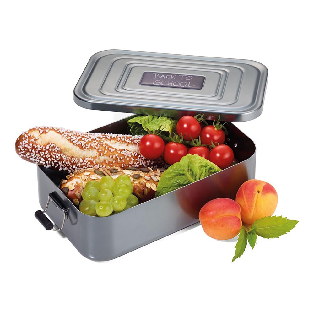 Troika Lunchbox XL with Clip-Lock and Food To Go Motif - XL Aluminium
