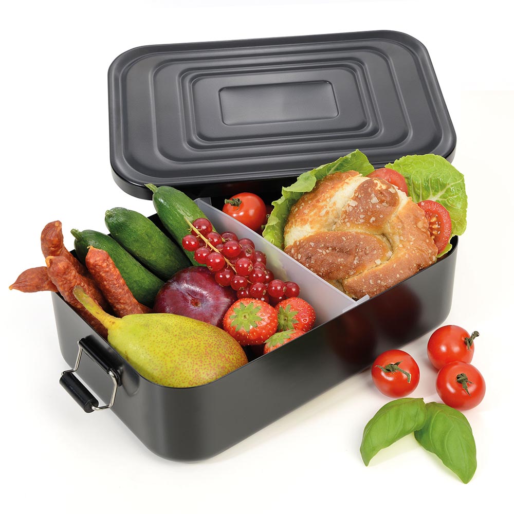 TROIKA Lunchbox XL with Clip-Lock - Aluminium Black