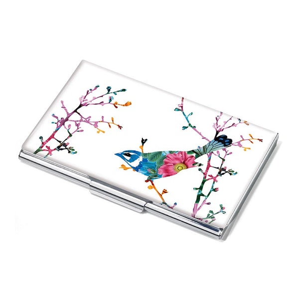 TROIKA Business Card Case for 11 Cards – Metal Case with Bird Motif