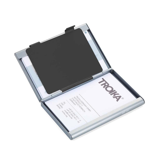 TROIKA Business or Credit Card Case with Partition - Silver & Black