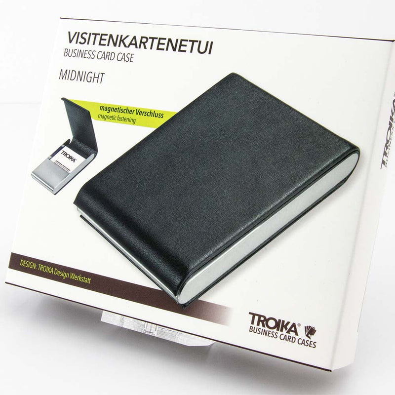 TROIKA Business or Credit Card Case in Fine Leather - Midnight Black