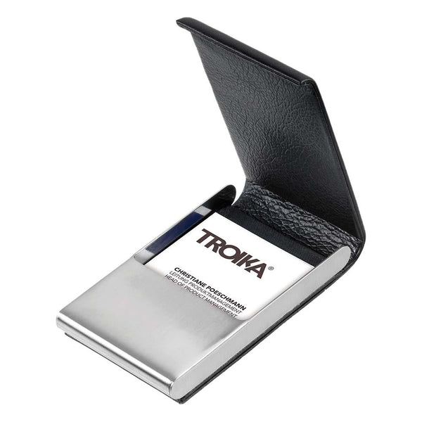 TROIKA Business or Credit Card Case in Genuine Leather - Midnight Black