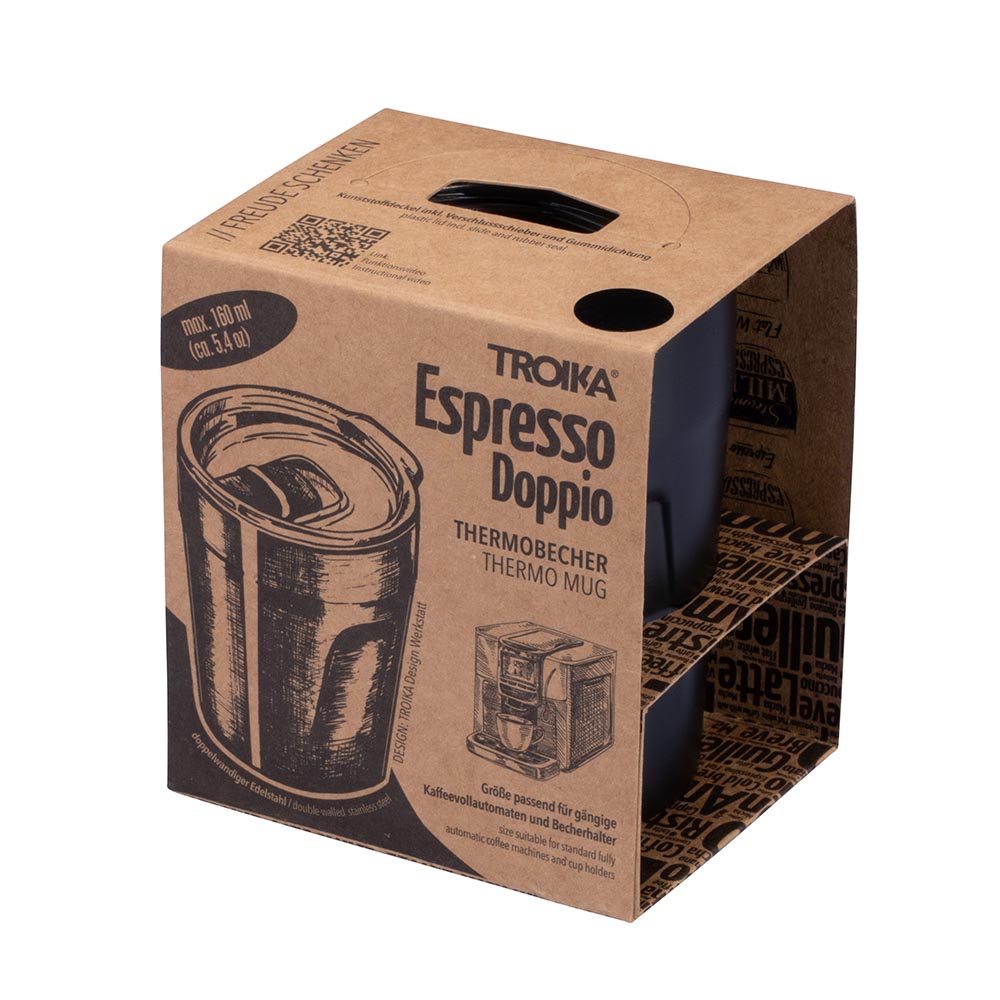 Troika Travel Mug Double-Walled Insulation for 160ml Double Espresso - Black