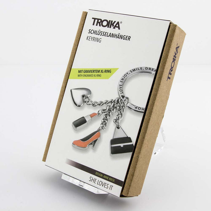 TROIKA Keyring with 4 Charms SHE LOVES IT