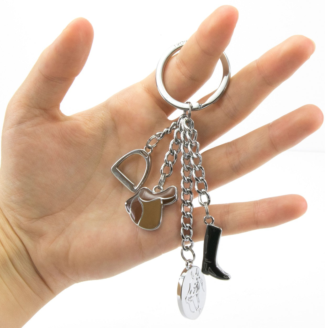 TROIKA Keyring with 4 Charms LUCKY HORSE PFERDEGLUCK