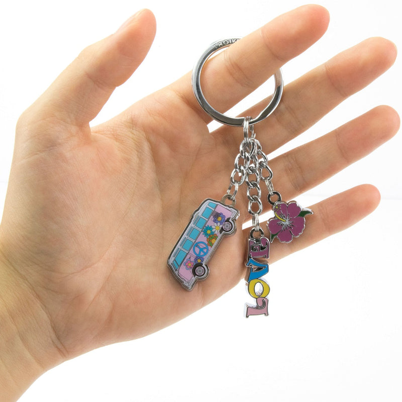 TROIKA Keyring with 3 Charms VW CALIFORNIA T1 COMBI