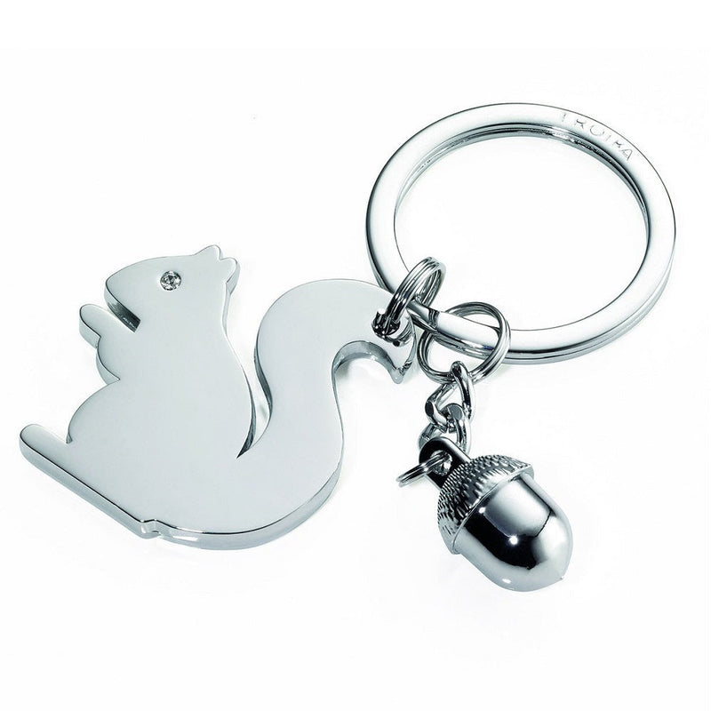 TROIKA Keyring – SQUIRREL and ACORN Charms – Silver Colour