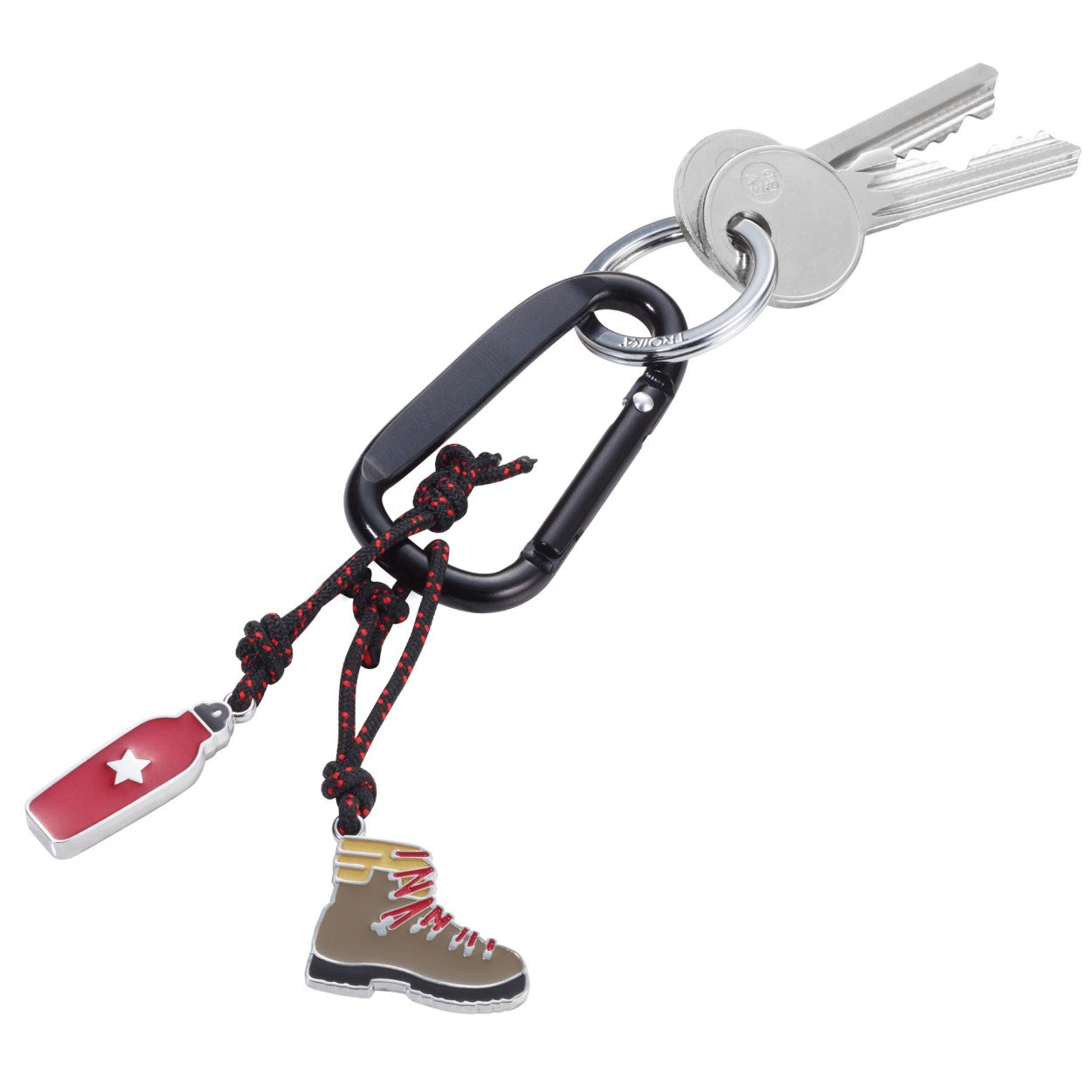 TROIKA Keyring with 2 Charms on a Carabiner HIKING FRIEND
