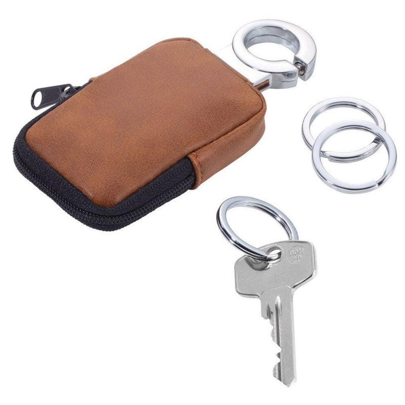 TROIKA Click-Lock Keyring with Anti-Bacterial Pouch CLEAN CLICK in Brown