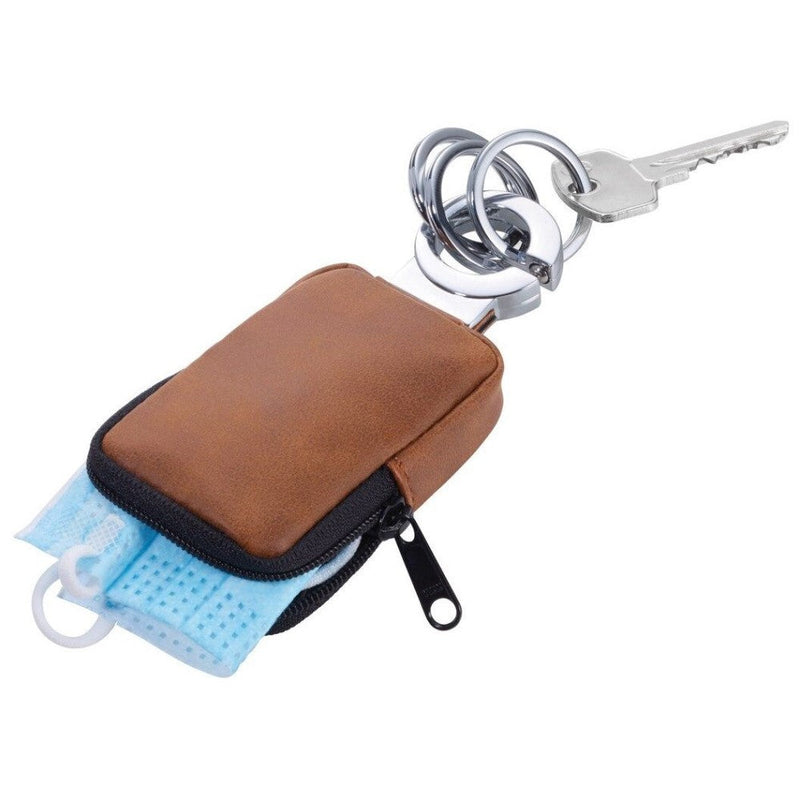 TROIKA Click-Lock Keyring with Anti-Bacterial Pouch CLEAN CLICK in Brown