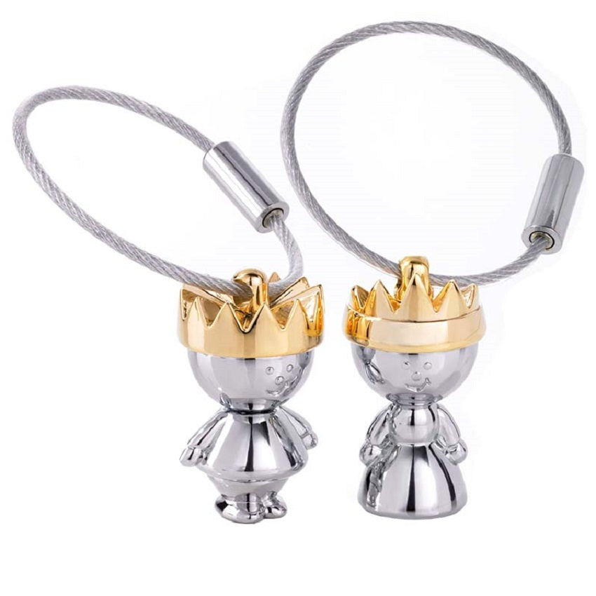 TROIKA Keyring PRINCE and PRINCESS – Silver and Gold Colours – Set of 2