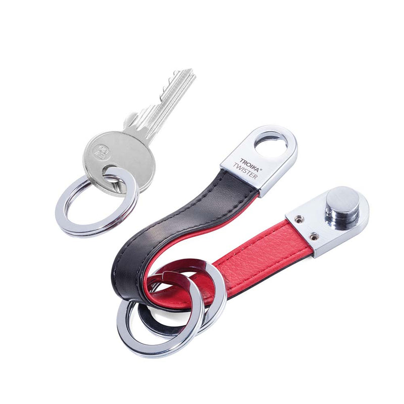 TROIKA Keyring with Leather Strap and Rounded Twist-Lock - Red Pepper
