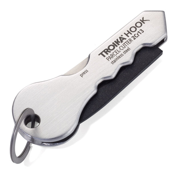 TROIKA Parcel Cutter with a Small Keyring Hook – Silver Colour
