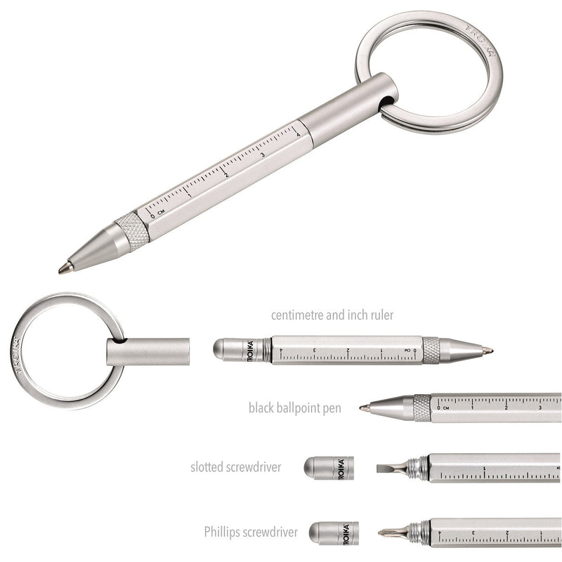 TROIKA Keyring Ballpoint Pen Mini Tool MICRO CONSTRUCTION - Black