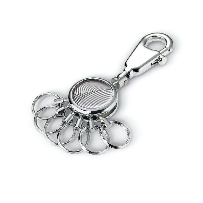 TROIKA Keyring with Carabiner Hook and 6 Easy Release Keyrings – Geometric Waves