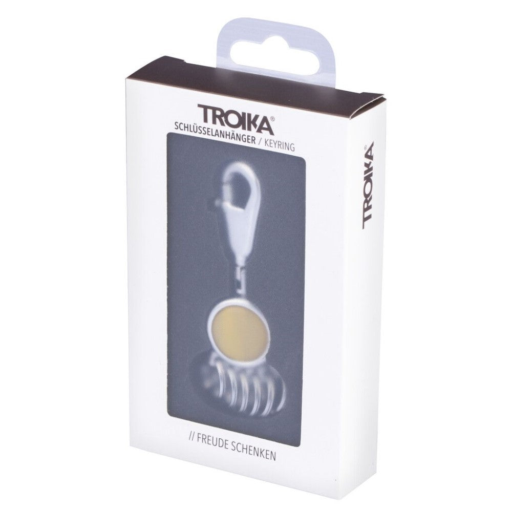 TROIKA Keyring: Carabiner Hook & 6 Easy-Release Key Rings: Yellow, Silver Trend Waves
