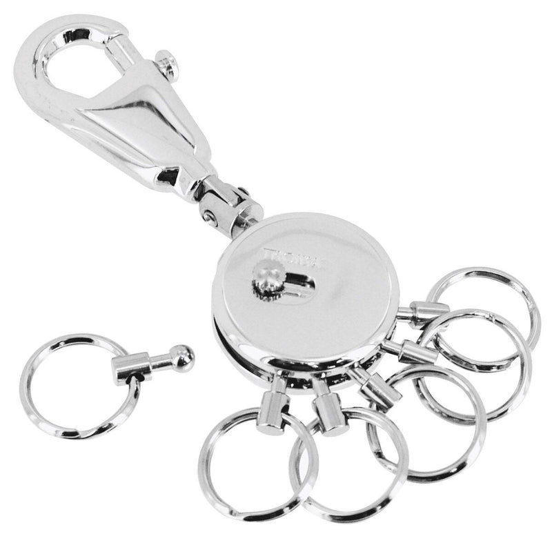 TROIKA Keyring with Carabiner and 6 Rings PATENT Silver - Personalisable