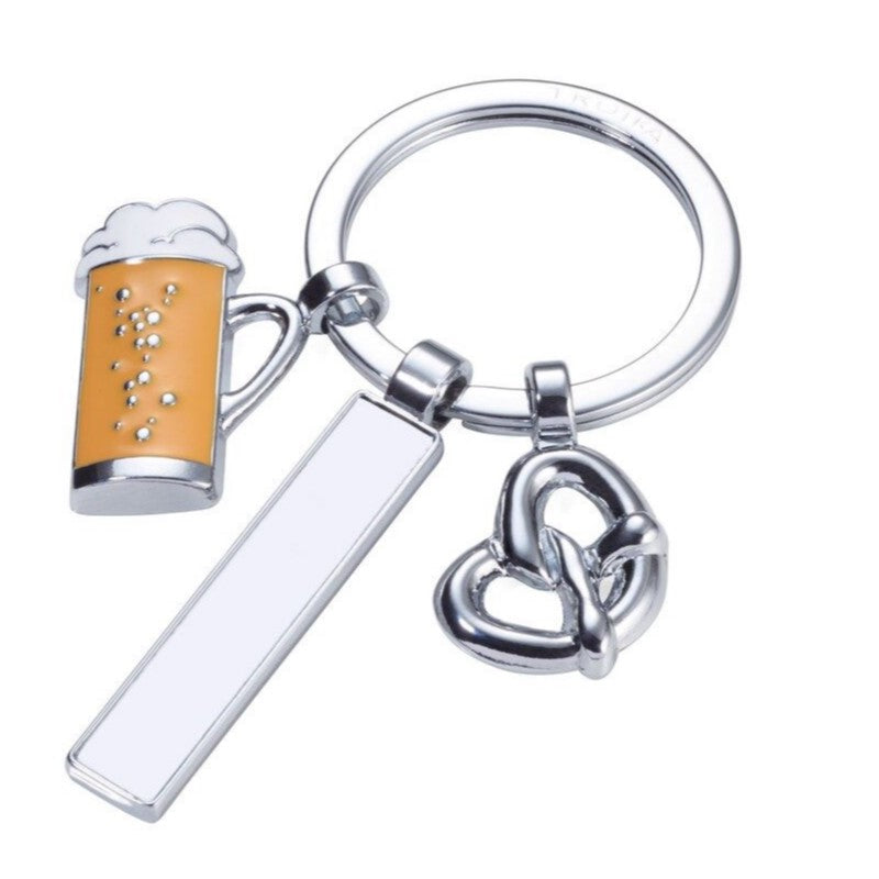 TROIKA Keyring: Beerfest with Pretzel, Beer and Personalisable Blank Charms