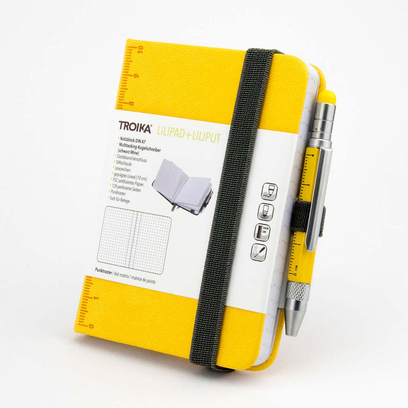 TROIKA Notepad DIN A7 with Multitasking Ballpoint Pen LILIPAD+LILIPUT Yellow