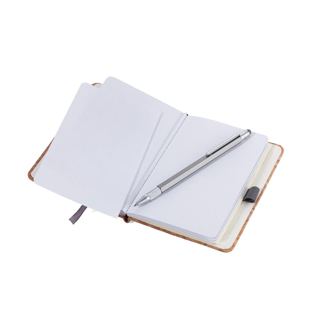 TROIKA Notepad A6 With Slim Multitasking Ballpoint Pen - Cork