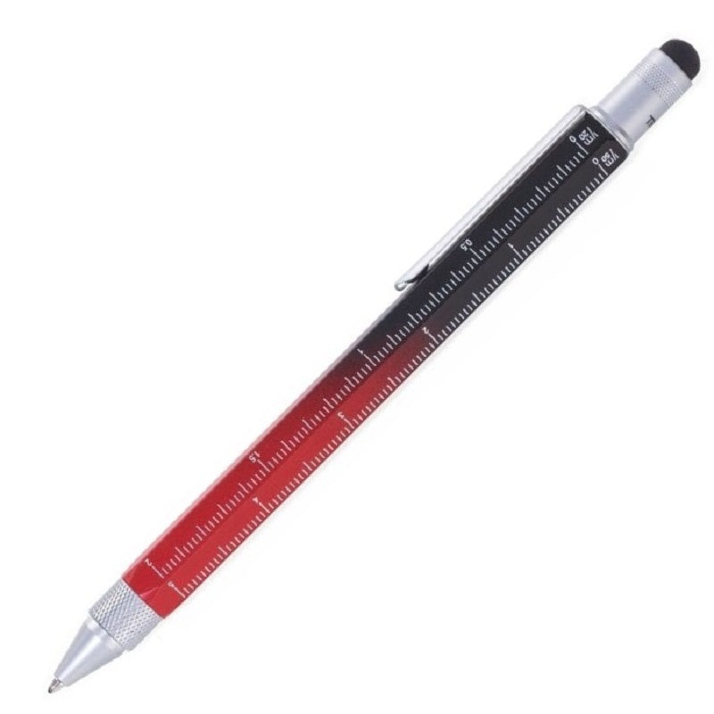 TROIKA Multitasking Ballpoint Pen Mini Tool CONSTRUCTION Black Red