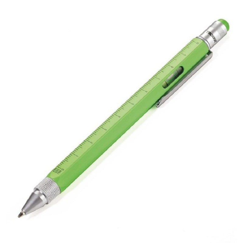 TROIKA Multitasking Ballpoint Pen Mini Tool CONSTRUCTION Neon Green