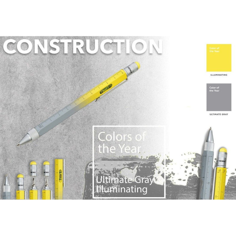 TROIKA Ballpoint Pen with Integrated Mini-Tools CONSTRUCTION Grey/Yellow