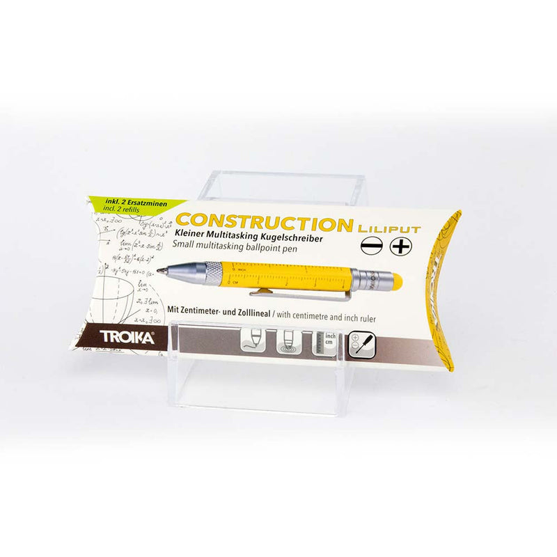 TROIKA Multitasking Mini Ballpoint Pen CONSTRUCTION LILIPUT - Yellow