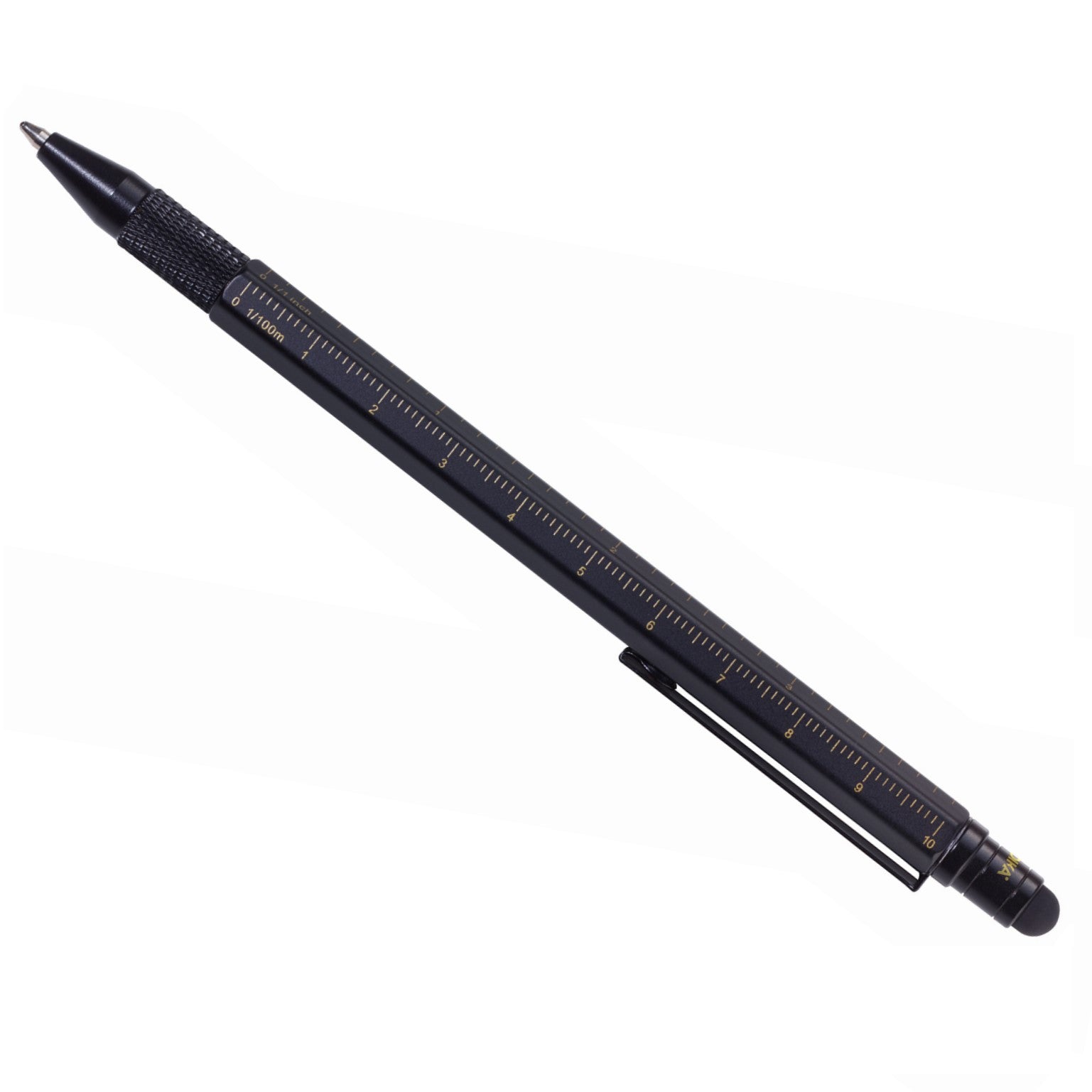 TROIKA Ballpoint Stylus Pen & Integrated Ruler CONSTRUCTION SLIM Black/Gold