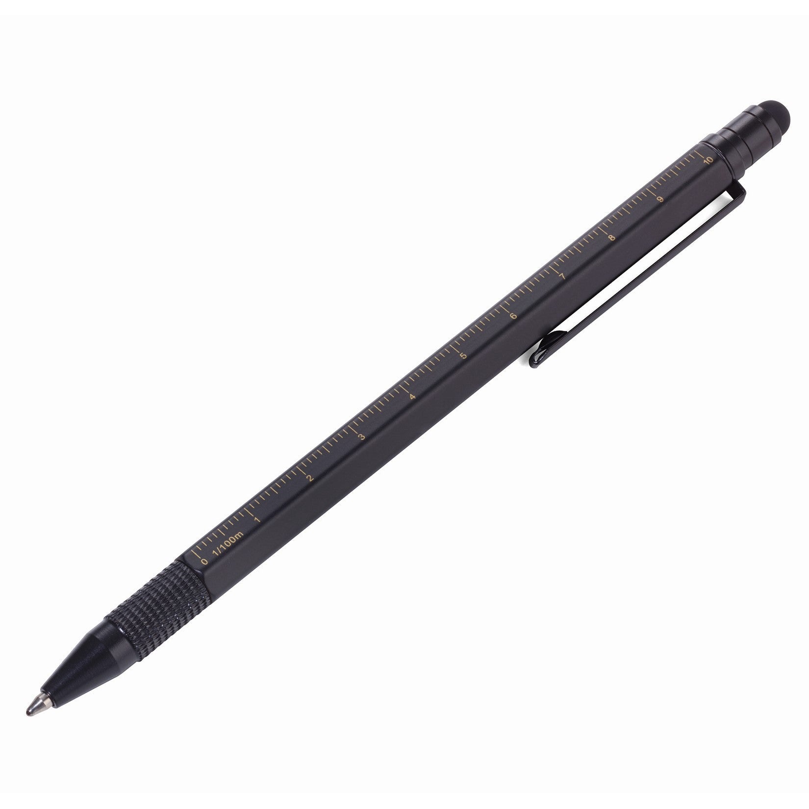 TROIKA Ballpoint Stylus Pen & Integrated Ruler CONSTRUCTION SLIM Black/Gold