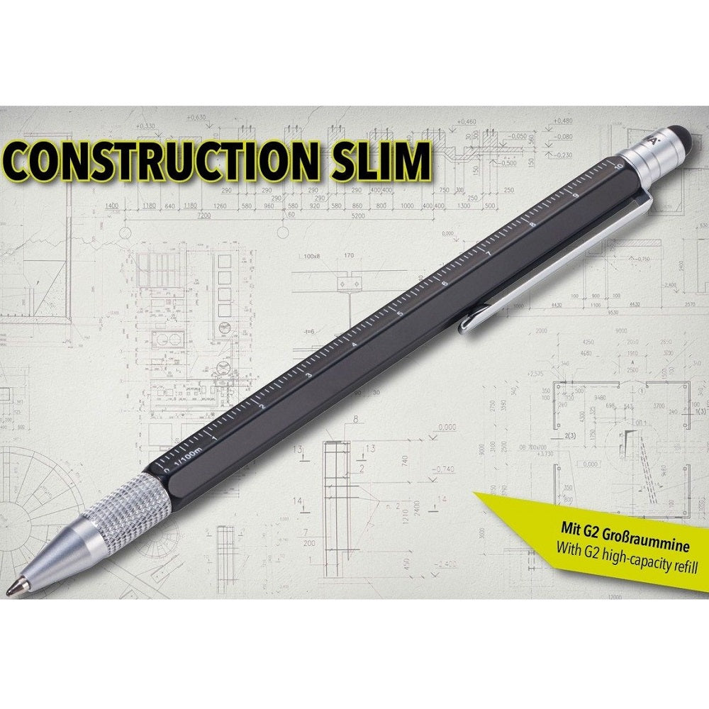TROIKA Multitasking Ballpoint Pen CONSTRUCTION SLIM - Black