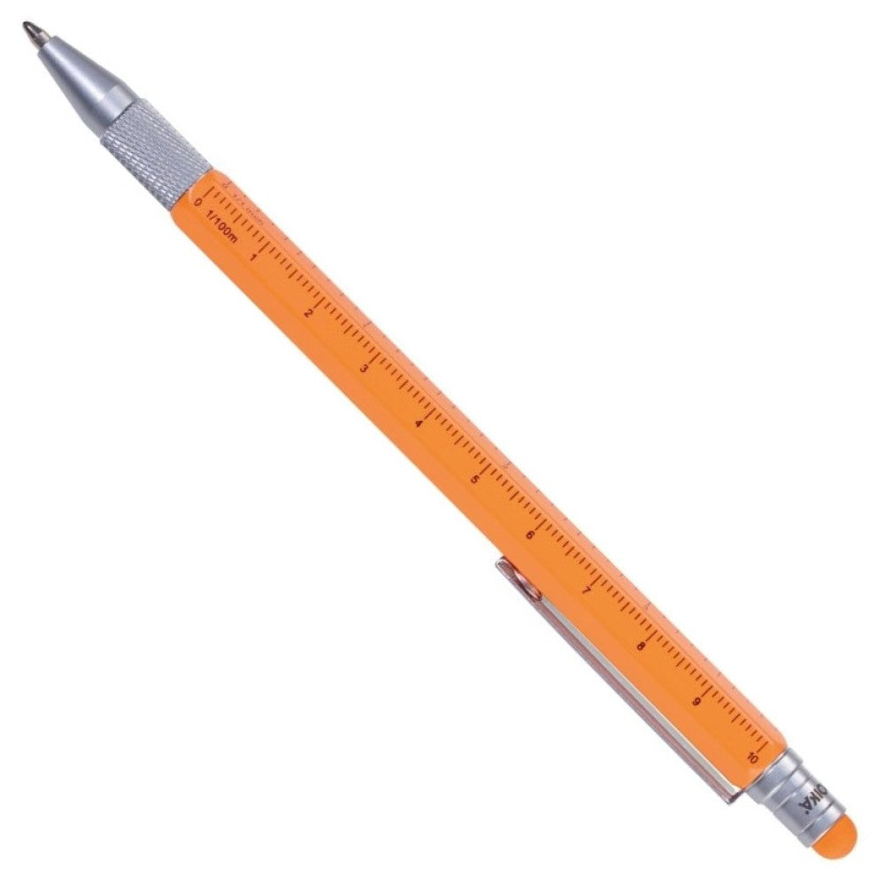 TROIKA Ballpoint Stylus Pen & Integrated Ruler CONSTRUCTION SLIM Orange