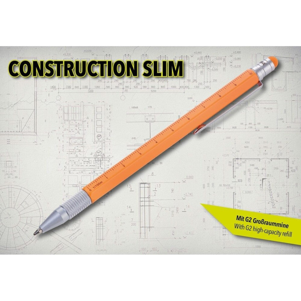 TROIKA Ballpoint Stylus Pen & Integrated Ruler CONSTRUCTION SLIM Orange