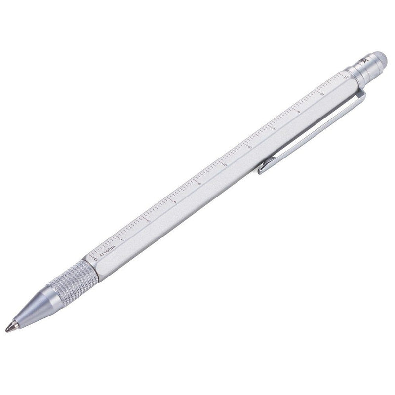 TROIKA Multitasking Ballpoint Pen CONSTRUCTION SLIM - Silver