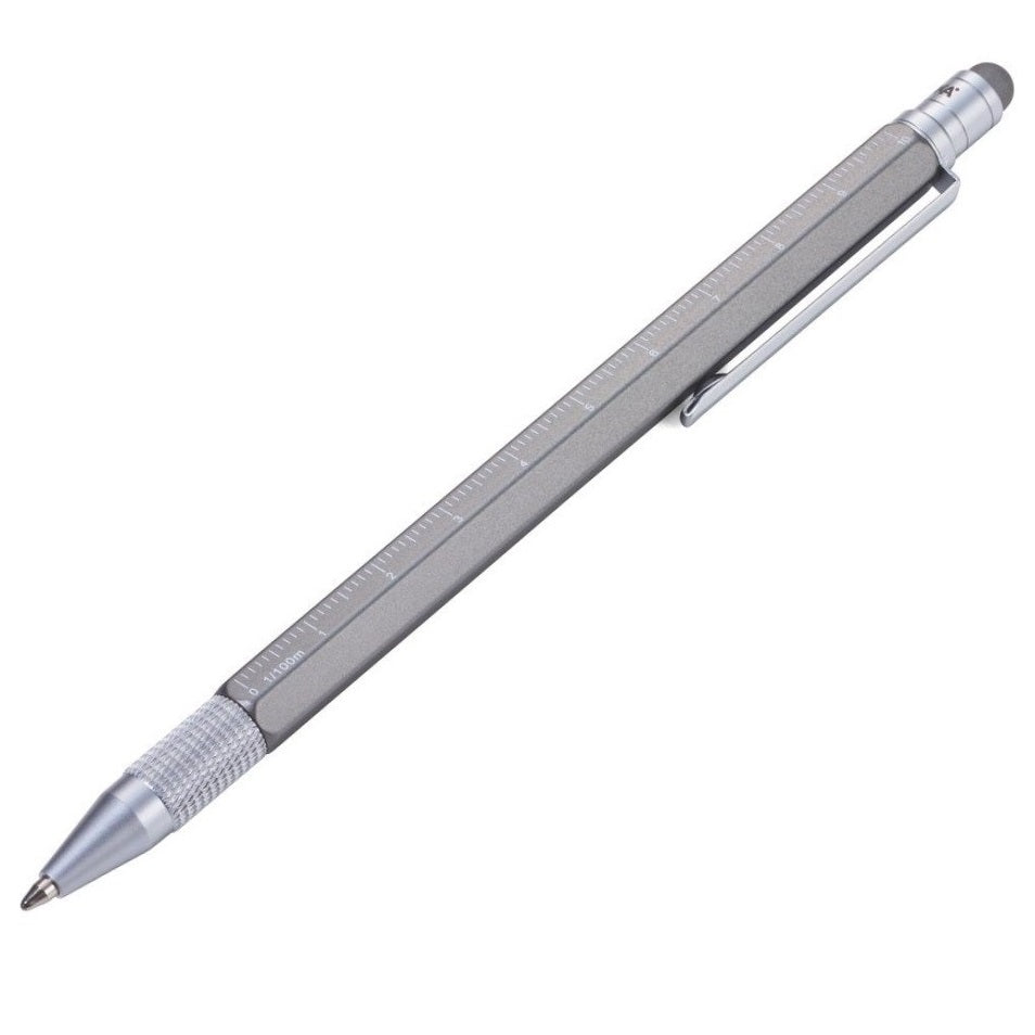 TROIKA Multitasking Ballpoint Pen CONSTRUCTION SLIM - Titanium
