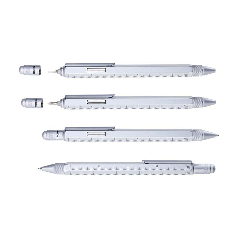 TROIKA Multitasking Ballpoint Pen with Magnet CONSTRUCTION MAGNET - Silver