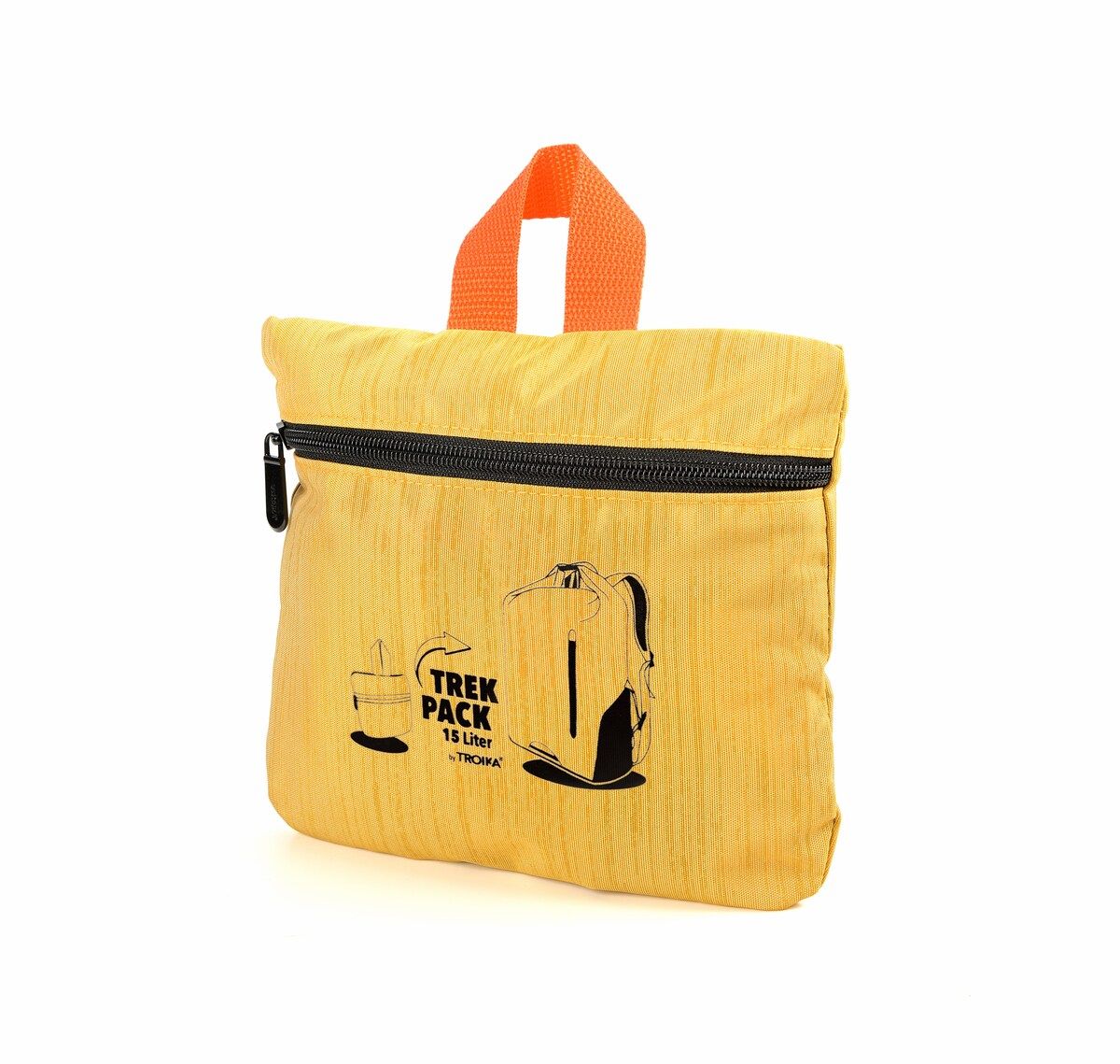 TROIKA Backpack: Rolltop Folding Backpack 15L Capacity, 10kg Load TREKPACK Yellow