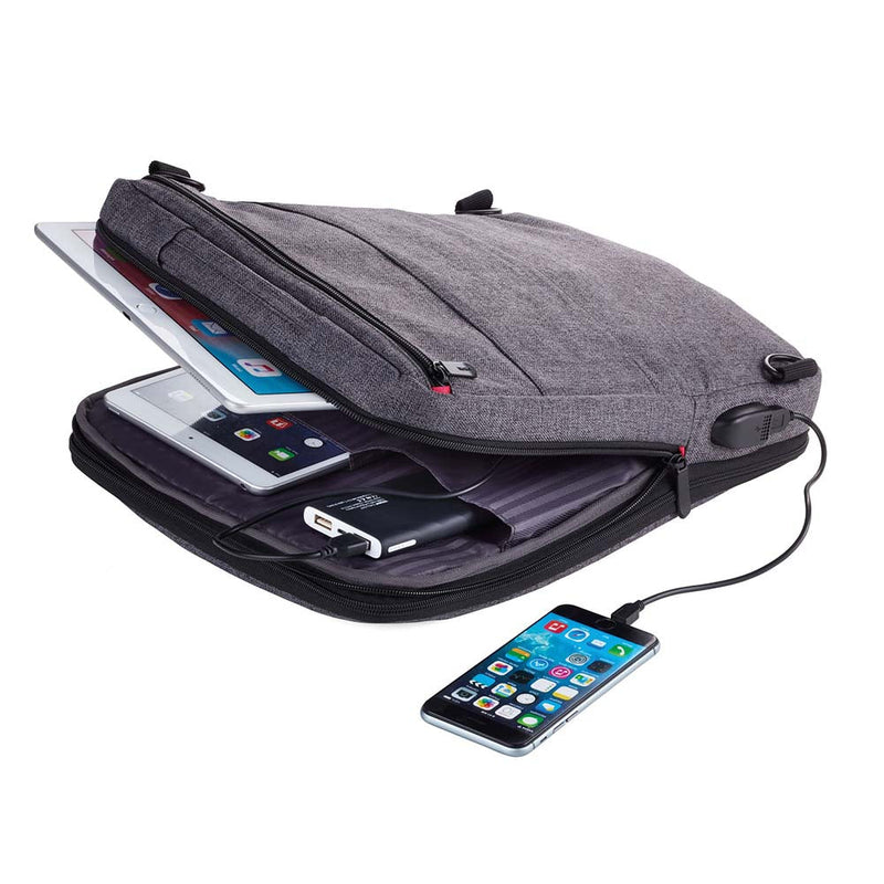 Troika Backpack for Laptops with Integrated USB Cable Saftsack