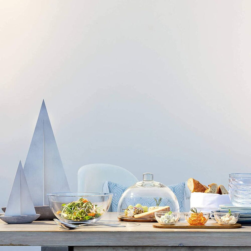 Leonardo Serving Set for Dips or Snacks: Wood Tray & 3 Glass Bowls Cucina